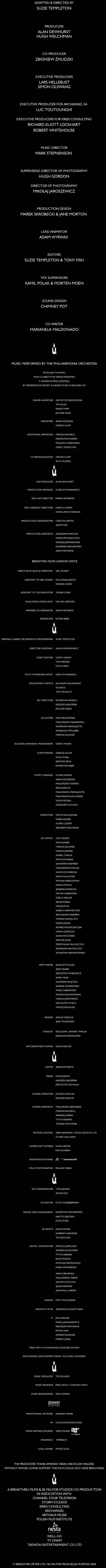 Peter and the Wolf credits