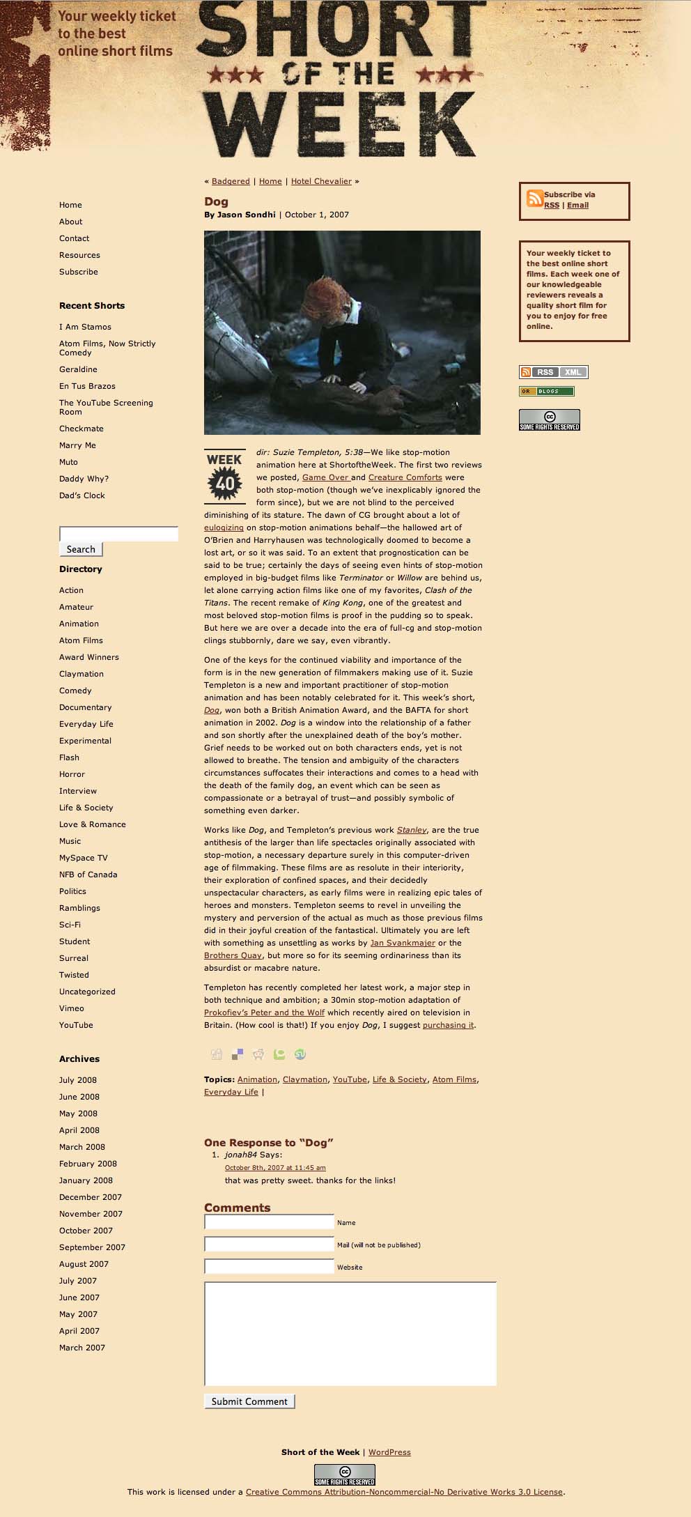 Short of the Week review of Dog